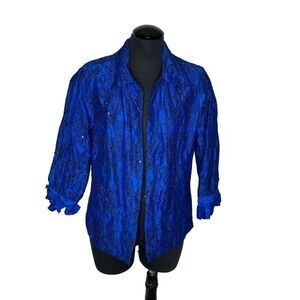 Blue Bayou 100% Silk Embroidered Blazer - Women’s M